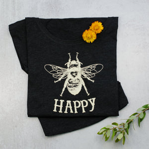 Bee Happy Dolman black Scoop Neck Tee, t-shirt