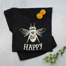 Load image into Gallery viewer, Bee Happy Dolman black Scoop Neck Tee, t-shirt