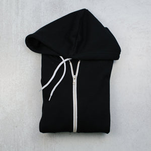 Bee happy black zip up hoodie in black front zipper